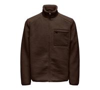 Strickfleecejacke ONLY & SONS "ONSDALLAS LIFE SHERPA JACKET OTW VD", Herren, Gr. M, braun (coffee bean), Web, Obermaterial: 100% Polyester, unifarben, regular fit normal, hoch geschlossener Ausschnitt