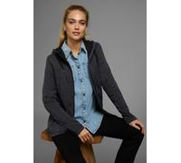 Strickfleecejacke POLARINO, Damen, Gr. 32/34, grau (anthrazit), Strick, Obermaterial: 100% Polyester. Kapuzenfutter: 100% Baumwolle, meliert, hüftbedeckend, Rundhals, Jacken Strickfleecejacke, für kal