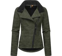 Ragwear Damen Sweatjacke Strickjacke mit Teddyfell-Futter Saskie Melange YOUMODO Dark Olive Gr. M