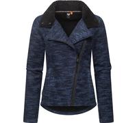 Strickfleecejacke RAGWEAR "Saskie Melange", Damen, Gr. XL (42), blau (navy), Obermaterial: 56% Polyester, 44% Baumwolle. Innenfutter: 100% Polyester, tailliert hüftlang, Ärmel ohne Ärmelschlitz normal