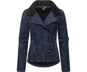 Strickfleecejacke RAGWEAR "Saskie Melange", Damen, Gr. XXXL(46), blau (navy), Obermaterial: 56% Polyester, 44% Baumwolle. Innenfutter: 100% Polyester, tailliert hüftlang, Ärmel ohne Ärmelschlitz norma