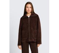 Strickfleecejacke TOM TAILOR, Damen, Gr. M, braun (java schwarz structure), Strick, Obermaterial: 87% Polyester, 13% Polyamid. Futter: 100% Polyester, unifarben, regular fit hüftlang, tiefer Rundhals,