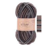 100g Sockenwolle Alize Wooltime 75% Wolle Oeko-Tex 100 Strickgarn Häkelgarn Farbwahl, Farbe:11015 Kaffeezauber