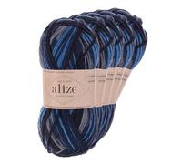 Strickgarn Alize Wooltime 5x100g 75% Wolle Oeko-Tex 100 Häkelgarn Farbwahl, Farbe:11011 Seemannsgarn