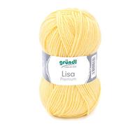 Gründl Lisa Premium Uni Strick- & Häkelgarn (weicher und wollartiger Charakter, pflegeleichtes Strickgarn aus 100% Polyacryl, 50 g/ 133 m, Nadelstärke: 3,5-4,5, 1 Knäuel á 50 g), Pastellgelb