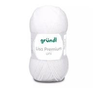 Strickgarn Lisa Premium Uni, 100% Polyacryl, Oeko-Tex Standard, 50g, 133m, Farbe 01, Weiß