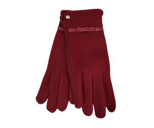 Strickhandschuhe CAPELLI NEW YORK, Damen, wine, Jersey, Materialmix, unifarben, Handschuhe, mit Zierschleife, Metall-Logo, Feinstrick (91275656-0) wine