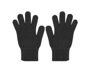 Strickhandschuhe MAXIMO, Mädchen, Gr. 5, schwarz, Strick, Wolle, unifarben, Handschuhe, Fingerhandschuhe, Wolle, wärmend, atmungsaktiv, basic, bequem (67094652-5) schwarz