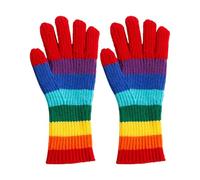 Strickhandschuhe mit Regenbogenstreifen, 2-Finger-Touchscreen-Fäustlinge, warme Winter-Handbekleidung, dehnbar, bunt, gestrickt, Outdoor-Handschuhe, Sport, Abenteuer, Ausrüstung für Herren, Damen