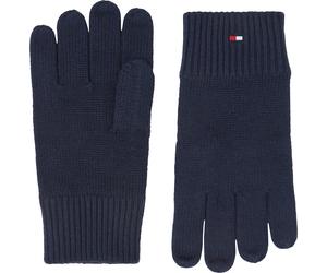 Strickhandschuhe TOMMY HILFIGER "ESSENTIALS FLAG GLOVES", Herren, blau (space blau), Baumwollmischung, unifarben, Handschuhe, mit Logostickerei (19224943-0) space blau