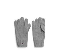Strickhandschuhe TOMMY HILFIGER "ESSENTIALS FLAG GLOVES", Herren, grau (medium grau heather), Baumwollmischung, Handschuhe, mit Logostickerei (32809442-0) medium grau heather