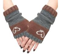 Strickhandschuhe - warme Stich-Herz-Stickhandschuhe, weicher gestrickter fingerloser Stil, Wintermuster-Design | Fingerlose Fäustlinge für Damen, Erwachsene, Teenager, Studenten, Pendler, Reisen, Aben