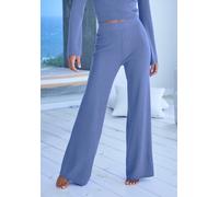 Strickhose COPENHAGEN STUDIOS, Damen, Gr. 32/34, N-Gr, blau, Rippstrick, Obermaterial: 50% Viskose, 28% Polyester, 22% Nylon, unifarben, bequem lang, Hosen, aus hochwertigem Rippstrick, Loungewear (74