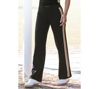 Strickhose, Damen, Gr. 32/34, N-Gr, schwarz, Feinstrick, Obermaterial: 50% Viskose, 28% Polyester, 22% Polyamid, unifarben mit Farbeinsätzen, bequem lang, Hosen, mit seitlichen Galonstreifen, Loungewe