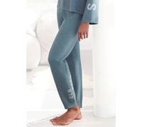 Strickhose ELBSAND Gr. 36/38, N-Gr, blau (petrol), Damen, Obermaterial: 50% Viskose (LENZING), 28% Polyester, 22% Nylon, meliert, Hosen, aus weichem Strick, Loungewear (19076714-36) petrol
