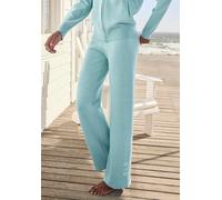 Strickhose ELBSAND, Damen, Gr. 40/42, N-Gr, blau, Feinstrick, Obermaterial: 50% Viskose, 28% Polyester, 22% Nylon, meliert, unifarben, bequem lang, Hosen, mit weitem Bein und eingestricktem Logo, Loun