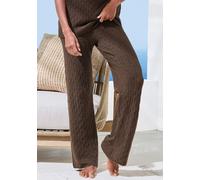 Strickhose FRENCH CONNECTION, Damen, Gr. 40/42, N-Gr, braun, Strick, Obermaterial: 33% Nylon, 32% Polyacryl, 30% Baumwolle, 5% Elasthan, Zopfmuster, bequem lang, Hosen Strickhose, aus hochwertigem Str