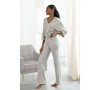 Strickhose FRENCH CONNECTION Gr. 48/50, N-Gr, beige (beige meliert), Damen, Obermaterial: 40% Viskose (LENZING ECOVERO), 30% Polyacryl, 30% Polyester, meliert, Hosen, mit leichten ausgestellten Bein, 