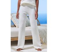 Strickhose FRENCH CONNECTION, Damen, Gr. 48/50, N-Gr, creme, Strick, Obermaterial: 33% Nylon, 32% Polyacryl, 30% Baumwolle, 5% Elasthan, Zopfmuster, bequem lang, Hosen, aus hochwertigem Strick, Lounge