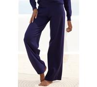 Strickhose LASCANA, Damen, Gr. 36/38, N-Gr, blau (marine), Obermaterial: 50% Viskose, 28% Polyester, 22% Nylon, unifarben, Basic, bequem lang, Hosen Strickhose, mit weitem Bein, Loungewear, Topseller
