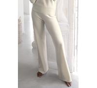 Strickhose LASCANA, Damen, Gr. 40/42, N-Gr, beige (creme), Strick, Obermaterial: 52% Polyester, 44% Polyacryl, 4% Elasthan, meliert, unifarben, bequem lang, Hosen, mit Rippbündchen, Loungewear (642614