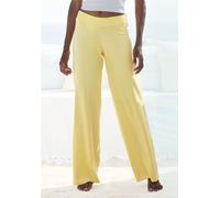 Strickhose LASCANA, Damen, Gr. 40/42, N-Gr, gelb, Obermaterial: 50% Viskose, 28% Polyester, 22% Nylon, unifarben, Basic, bequem lang, Hosen, mit weitem Bein, Loungewear (48370719-40) gelb
