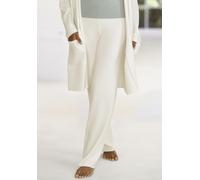 Strickhose LASCANA, Damen, Gr. 44/46, N-Gr, blau (creme), Feinstrick, Obermaterial: 50% Viskose (LENZING™ ECOVERO™), 28% Polyester, 22% Polyamid, meliert, bequem lang, Hosen, lässig aus hochwertigem S