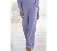 Strickhose LASCANA, Damen, Gr. 44/46, N-Gr, lila, Strick, Obermaterial: 52% Polyester, 44% Polyacryl, 4% Elasthan, unifarben, meliert, casual, bequem lang, Hosen, mit Rippbündchen, Loungewear (9168200