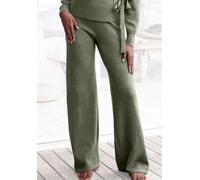 Strickhose LASCANA "-Loungehose" Gr. 48/50, N-Gr, grün Damen Hosen Relaxhosen mit Rippbündchen, Loungewear (90060365-48)
