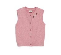 Strickweste S.OLIVER JUNIOR, Mädchen, Gr. 104/110, rosa (schwarz rose), Wolle, Obermaterial: 53% Polyamid, 41% Polyacryl, 6% Elasthan, bequem taillenbedeckt, Rundhals, Westen Strickweste, Lockerer Sch