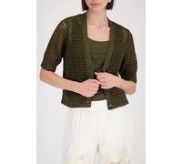 monari - Strickjacke mit Ajour-Struktur olive - Gr. - 46