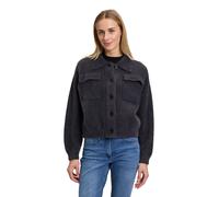 Strickjacke AMBER & JUNE "Damen mit aufgesetzter Brusttasche", Damen, Gr. 42, grau (mausgrau), Obermaterial: 80% Polyamid, 13% Polyester, 7% Viskose, gerade normal, Strickjacken Strickjacke, Taschen (