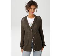 Strickjacke ANISTON CASUAL, Damen, Gr. 38, grün (khaki), Strick, Obermaterial: 100% Polyacryl, unifarben, lässig geschnitten hüftbedeckend, V-Ausschnitt, Rippstrickbündchen, Strickjacken Strickjacke,