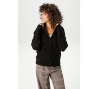 Strickjacke ANISTON CASUAL, Damen, Gr. 38, schwarz, Strick, Obermaterial: 67% Polyacryl, 30% Polyamid, 3% Elasthan, Rautenmuster, unifarben, lässig geschnitten hüftlang, Rundhals, Rippstrickbündchen,