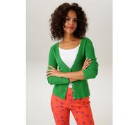 Strickjacke ANISTON CASUAL, Damen, Gr. 40, grün, Feinstrick, Obermaterial: 50% Polyacryl, 50% Viskose, unifarben, figurbetont hüftlang, V-Ausschnitt, Strickkante, Strickjacken Strickjacke, in trendige