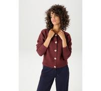 Strickjacke ANISTON CASUAL, Damen, Gr. 40, rot (bordeaux, meliert), Strick, Obermaterial: 73% Polyacryl, 24% Polyester, 3% Elasthan, meliert, lässig geschnitten kurz, Rundhals, Rippstrickbündchen, Str