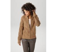 Strickjacke ANISTON CASUAL, Damen, Gr. 44, beige (dunkelbeige, meliert), Strick, Obermaterial: 67% Polyacryl, 30% Polyamid, 3% Elasthan, Rautenmuster, meliert, lässig geschnitten hüftlang, Rundhals, R