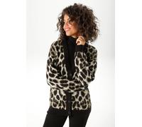 Strickjacke ANISTON CASUAL, Damen, Gr. 44, schwarz (schwarz, khaki, weiß), Strick, Obermaterial: 74% Polyacryl, 23% Polyester, 3% Elasthan, Jacquardmuster, gemustert, lässig geschnitten hüftbedeckend,