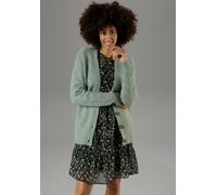 Strickjacke ANISTON CASUAL, Damen, Gr. 46, grün (jade), Strick, Obermaterial: 74% Polyacryl, 23% Nylon, 3% Elasthan, unifarben, sehr weit hüftbedeckend, tiefer V-Ausschnitt, Rippstrickbündchen, Strick