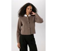 Strickjacke ANISTON SELECTED, Damen, Gr. 44, braun, Strick, Obermaterial: 50% Viskose, 28% Polyester, 22% Polyamid, meliert, unifarben, lässig geschnitten kurz, Rundhals, weit, Strickjacken Strickjack