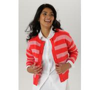 Strickjacke ANISTON SELECTED, Damen, Gr. 48, rot (rot, weiß), Strick, Obermaterial: 70% Baumwolle, 30% Polyamid, gemustert, gestreift, figurumspielend taillenbedeckt, Rundhals, Strickbündchen, Strickj