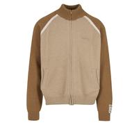Strickjacke ANOTHER COTTON LAB "Another Cotton Lab Another Zip Knit Cardigan", Herren, Gr. XS, sanftes weiß, sand, 92% Baumwolle, 8% Elasthan, unifarben, normal, amerikanischer Ausschnitt, Strickjacke