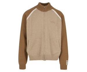 Strickjacke ANOTHER COTTON LAB "Another Cotton Lab Another Zip Knit Cardigan", Herren, Gr. XS, sanftes weiß, sand, 92% Baumwolle, 8% Elasthan, unifarben, normal, amerikanischer Ausschnitt, Strickjacke