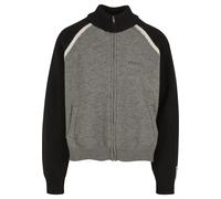 Strickjacke ANOTHER COTTON LAB "Another Cotton Lab Another Zip Knit Cardigan", Herren, Gr. XS, schwarz, grau, 92% Baumwolle, 8% Elasthan, unifarben, normal, amerikanischer Ausschnitt, Strickjacken Str