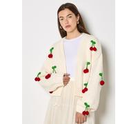 Strickjacke APRICOT "Strickjacke", Damen, Gr. M (38), beige (creme), Obermaterial: 100% Polyester PES., gemustert, Gerippt, Strickjacken Strickjacke, und Häkelverzierung (31448810-38) creme