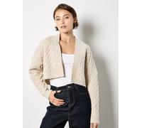 Strickjacke APRICOT "Strickjacke", Damen, Gr. M (38), beige (stein), Obermaterial: 77% Polyester PES. 20% Polyacryl PAN. 3% Elasthan EL., uni, Gerippt, Strickjacken Strickjacke, mit Wickelausschnitt u
