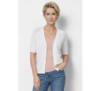Strickjacke GOLDNER "Damen Cardigan in Pink, Halbarm", Herren, Gr. 40, weiß, Obermaterial: 57% Polyacryl PAN. 26% Polyester PES. 17% Baumwolle CO., gerade, V-Ausschnitt, Raglanärmel Rippe, Strickjacke