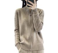 Strickjacke Aus Merinowolle Für Damen Strickjacke Mit Zopfmuster Reißverschluss Vorne Offen Damen Pullover Mantel Herbst Winter Weiche Kaschmir Strickjacke Pullover Oberbekleidung Sweatshirt Mante