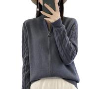 Strickjacke Aus Merinowolle Für Damen Strickjacke Mit Zopfmuster Reißverschluss Vorne Offen Damen Pullover Mantel Herbst Winter Weiche Kaschmir Strickjacke Pullover Oberbekleidung Sweatshirt Mante