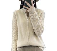 Strickjacke Aus Merinowolle Für Damen Strickjacke Mit Zopfmuster Reißverschluss Vorne Offen Damen Pullover Mantel Herbst Winter Weiche Kaschmir Strickjacke Pullover Oberbekleidung Sweatshirt Mante
